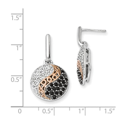 Sterlingsilber-Ohrhänger, roségold- und schwarzrhodiniert, mit Weißtopas/Onyx