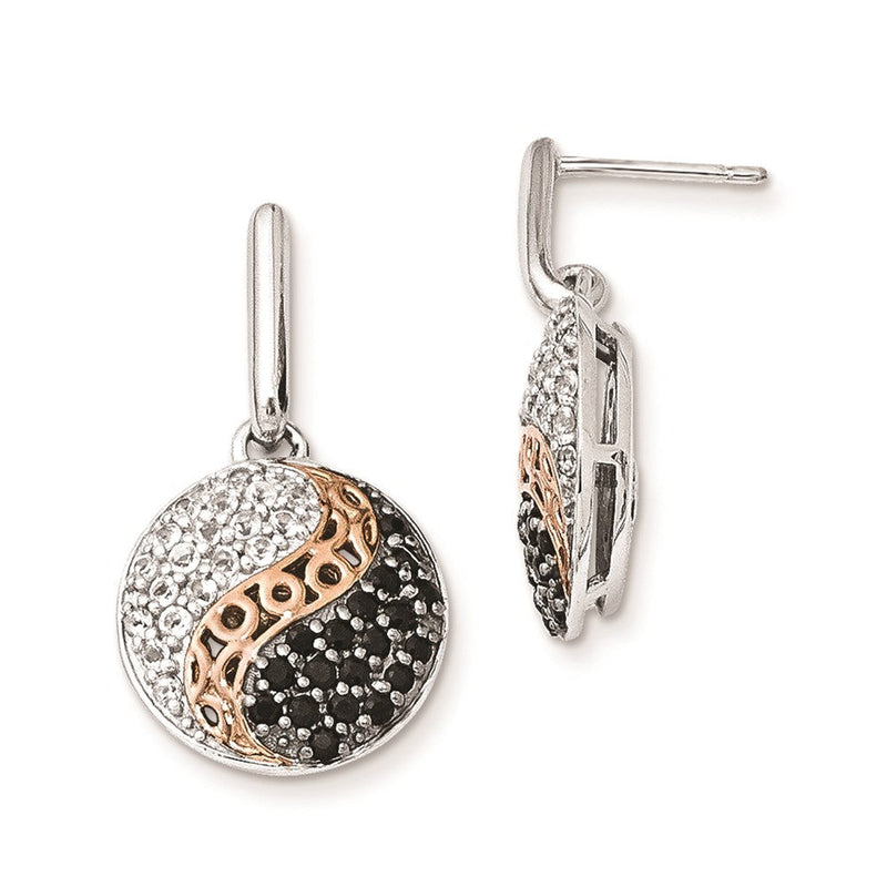 Sterlingsilber-Ohrhänger, roségold- und schwarzrhodiniert, mit Weißtopas/Onyx