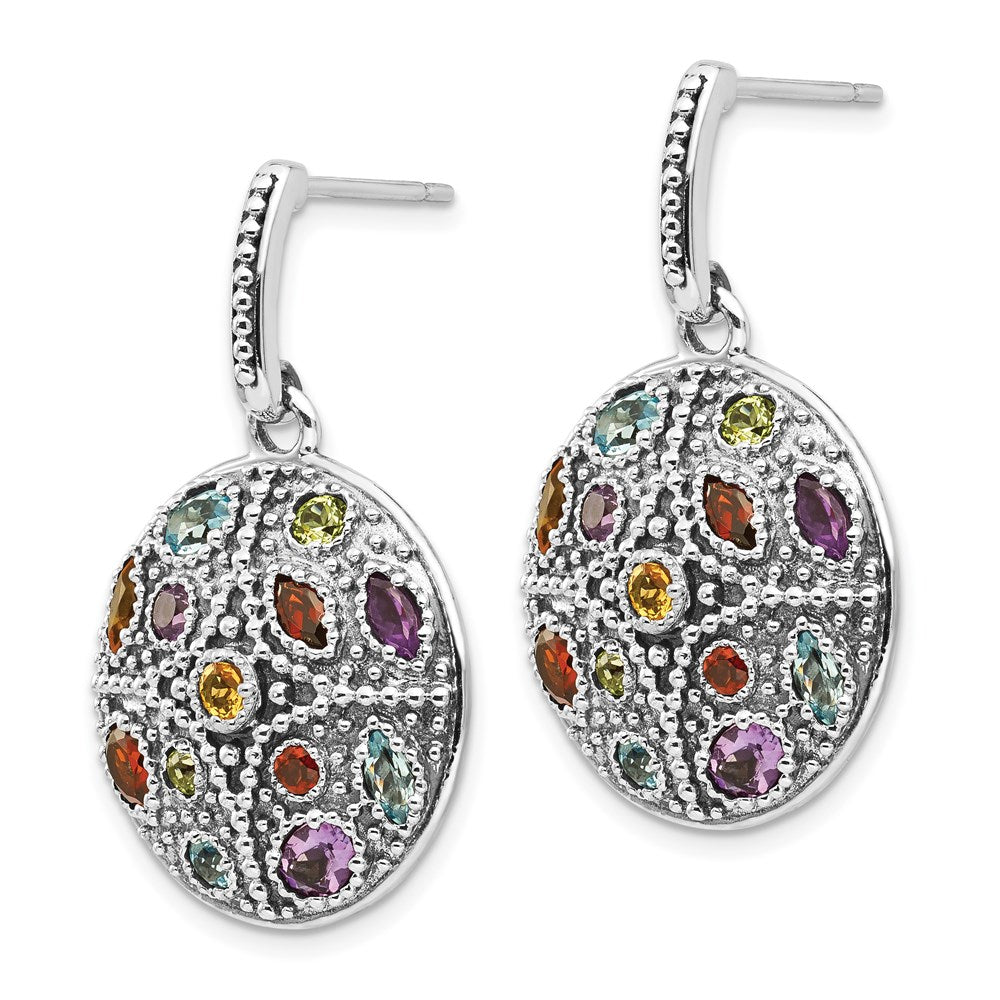 Shey Couture Ohrhänger aus Sterlingsilber mit 14K-Akzent, antikisiert, mit Amethyst, Citrin, Blautopas, Peridot und Granat, mehrfarbige Edelstein-Ohrstecker mit Anhänger