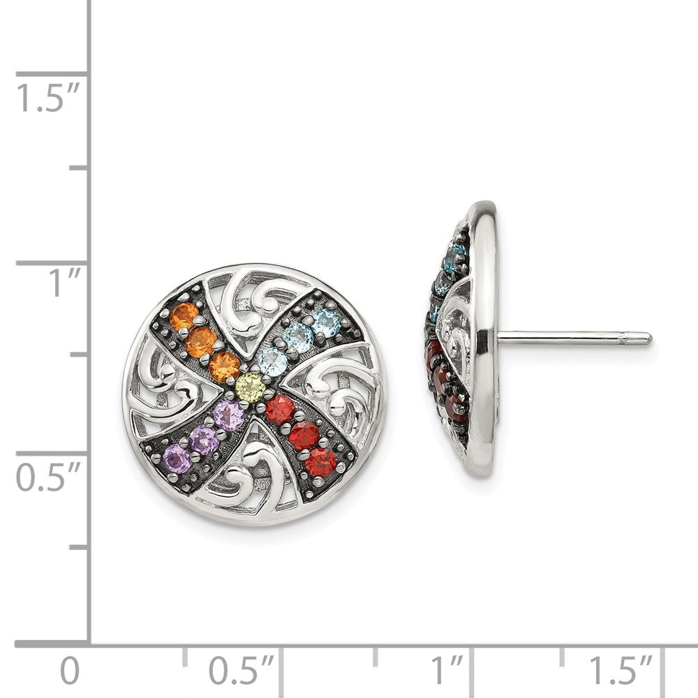Ohrstecker aus Sterlingsilber mit schwarzer Rhodinierung und mehreren Edelsteinen