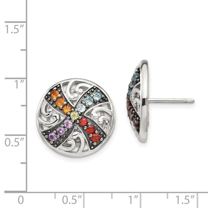 Ohrstecker aus Sterlingsilber mit schwarzer Rhodinierung und mehreren Edelsteinen