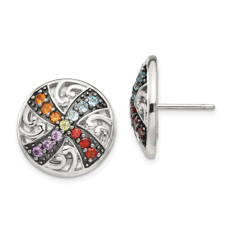 Ohrstecker aus Sterlingsilber mit schwarzer Rhodinierung und mehreren Edelsteinen
