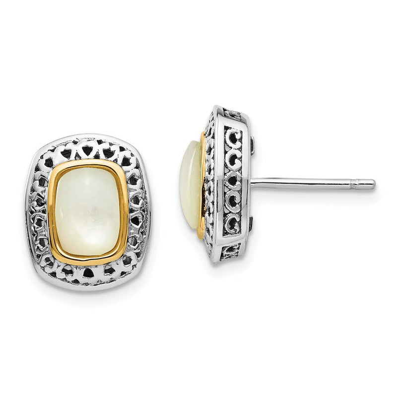 14K/silver Bicolor Shey Couture Sterlingsilber mit 14K Akzente Antikisiert Perlmutt Ohrstecker