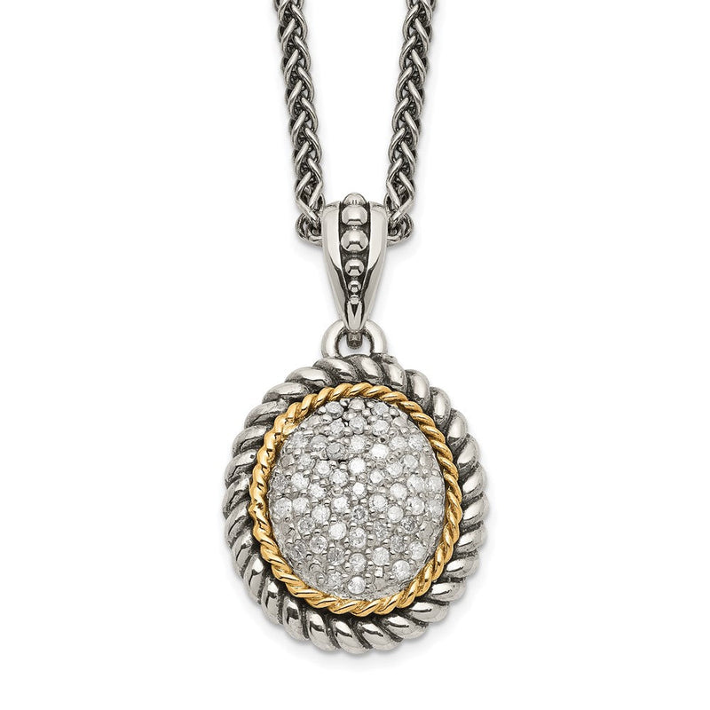 14K/silver Bicolor Shey Couture Sterlingsilber mit 14K Akzente 18 Zoll Antikisiert Diamant Halskette