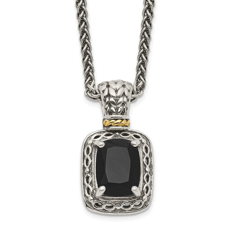 14K/silver Bicolor Shey Couture Sterlingsilber mit 14K Akzente 18 Zoll Antikisiert Schwarz Onyx Halskette