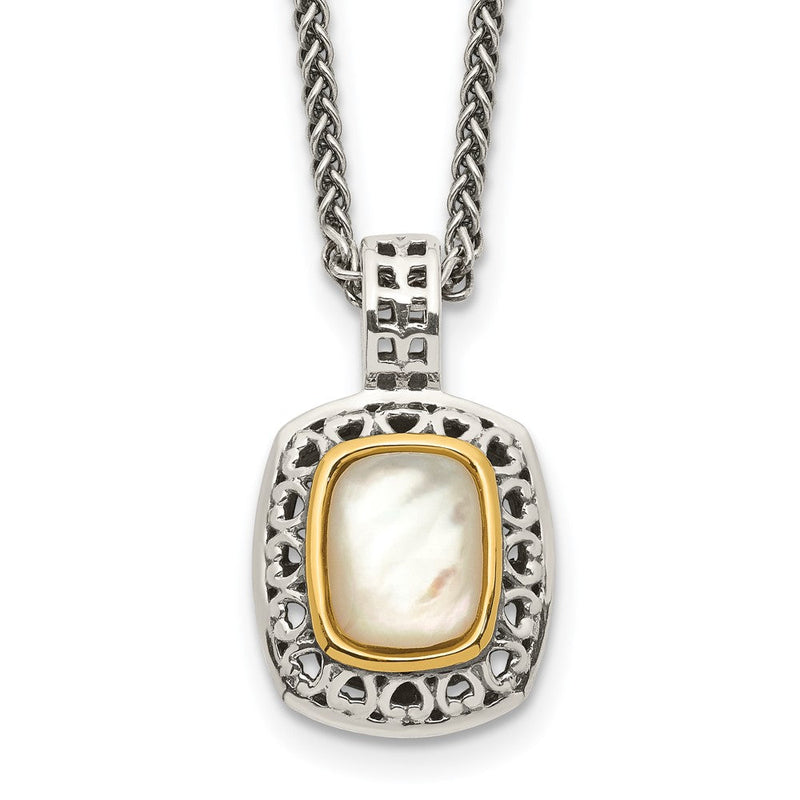 14K/silver Bicolor Shey Couture Sterlingsilber mit 14K Akzente 18 Zoll Antikisiert Perlmutt Halskette