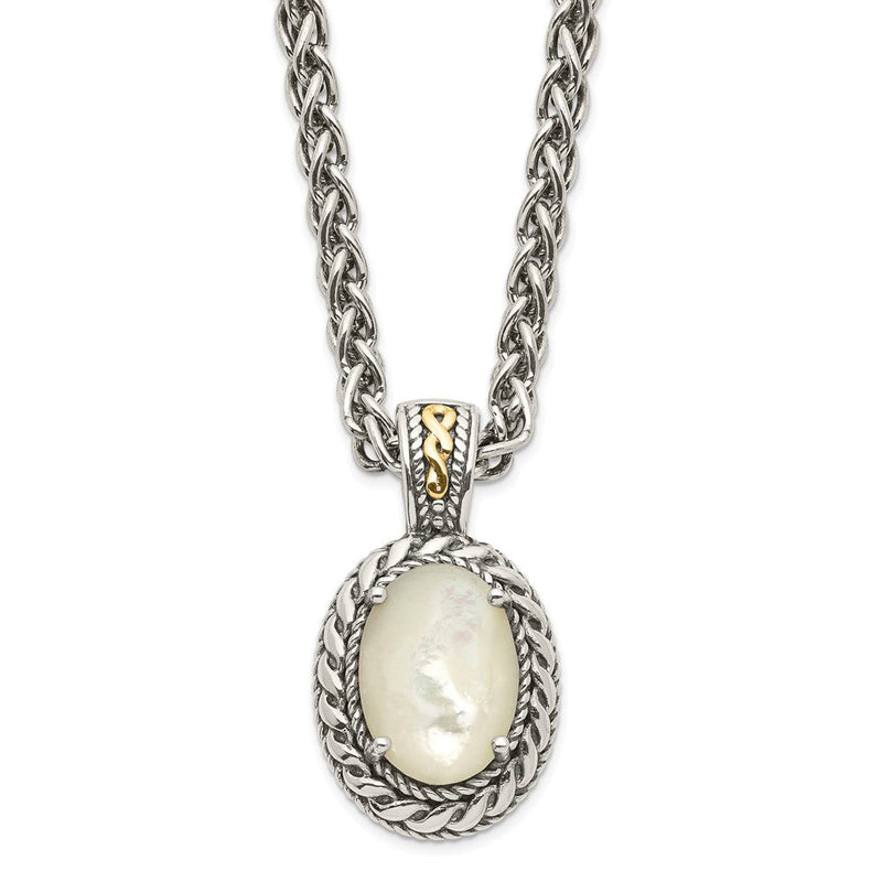 14K/silver Bicolor Shey Couture Sterlingsilber mit 14K Akzente 18 Zoll Antikisiert Perlmutt Halskette