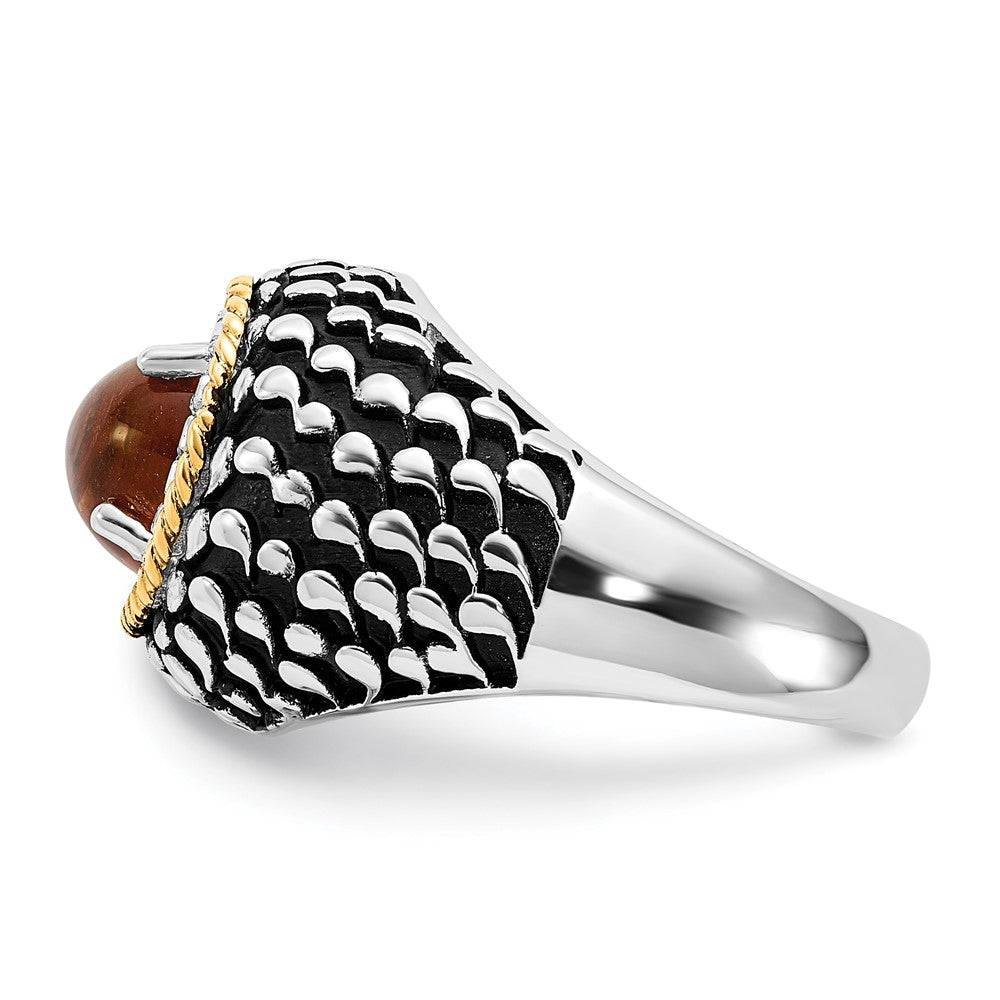 14K/silver Bicolor Sterlingsilber 14K Akzente Poliert & Antikisiert Citrin Ring (size 7 Nur)