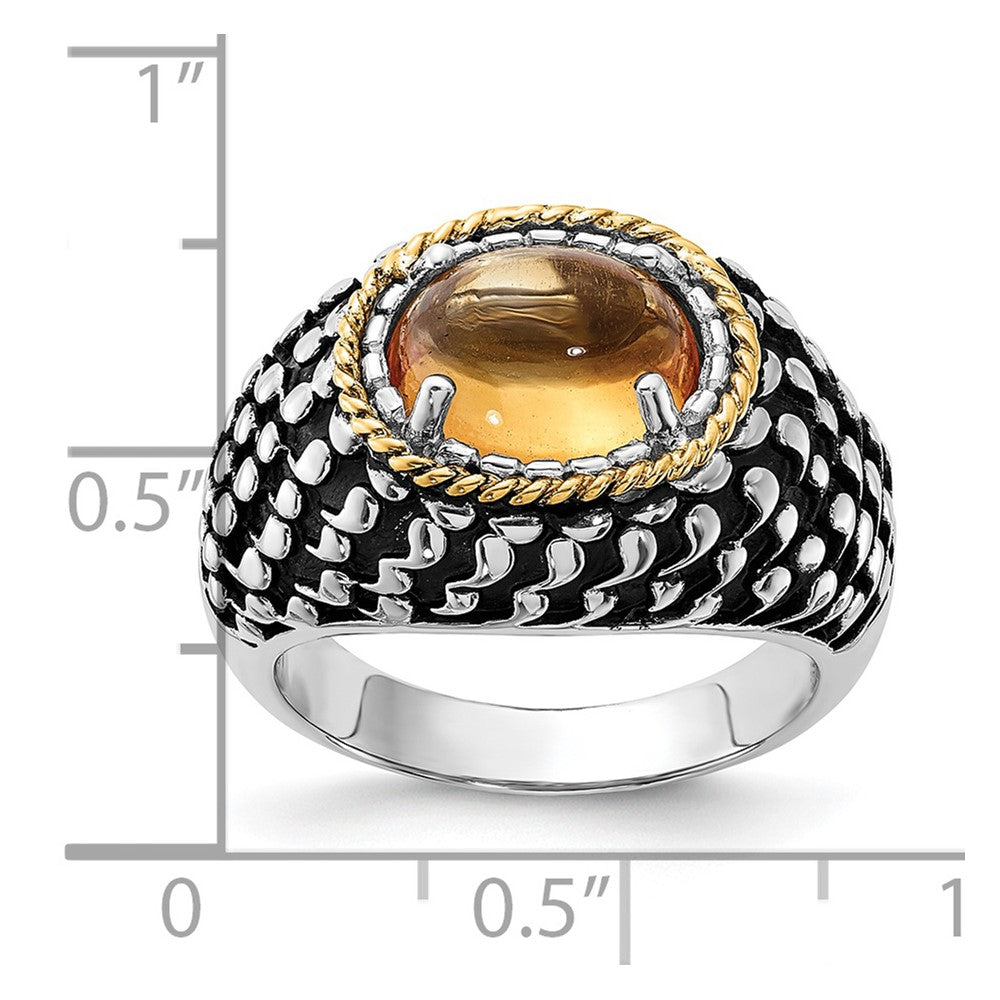 14K/silver Bicolor Sterlingsilber 14K Akzente Poliert & Antikisiert Citrin Ring (size 7 Nur)