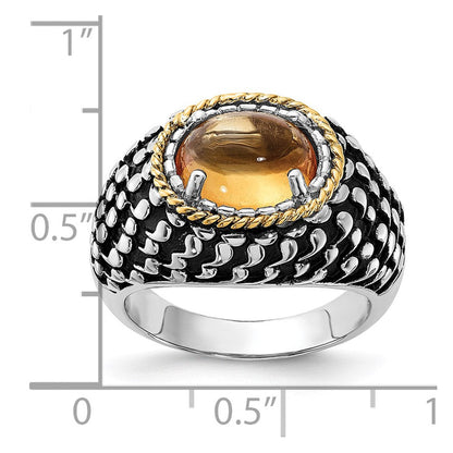 14K/silver Bicolor Sterlingsilber 14K Akzente Poliert & Antikisiert Citrin Ring (size 7 Nur)