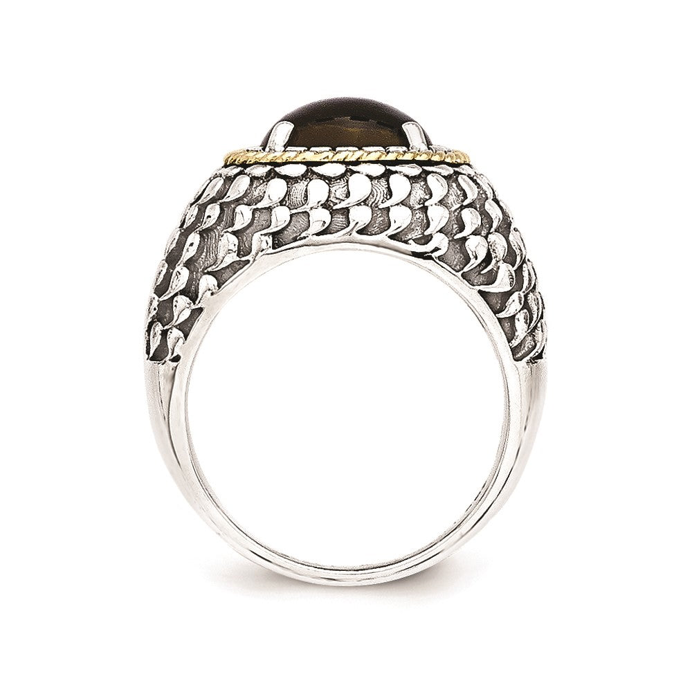 14K/silver Bicolor Sterlingsilber 14K Antikisiert Rauch Quarz Ring (size 7 Nur)