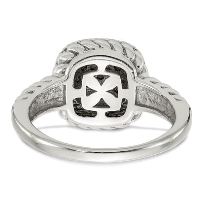 14K/silver Bicolor Sterlingsilber 14K und Schwarz Rhodium Rauch Quarz Ring (size 8 Nur)