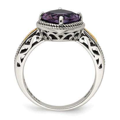 14K/silver Bicolor Shey Couture Sterlingsilber mit 14K Akzente Antikisiert Kissen Amethyst Ring