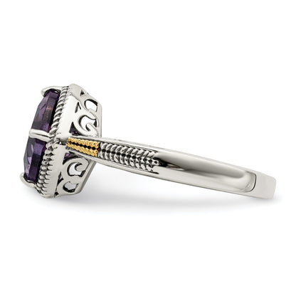 14K/silver Bicolor Shey Couture Sterlingsilber mit 14K Akzente Antikisiert Kissen Amethyst Ring