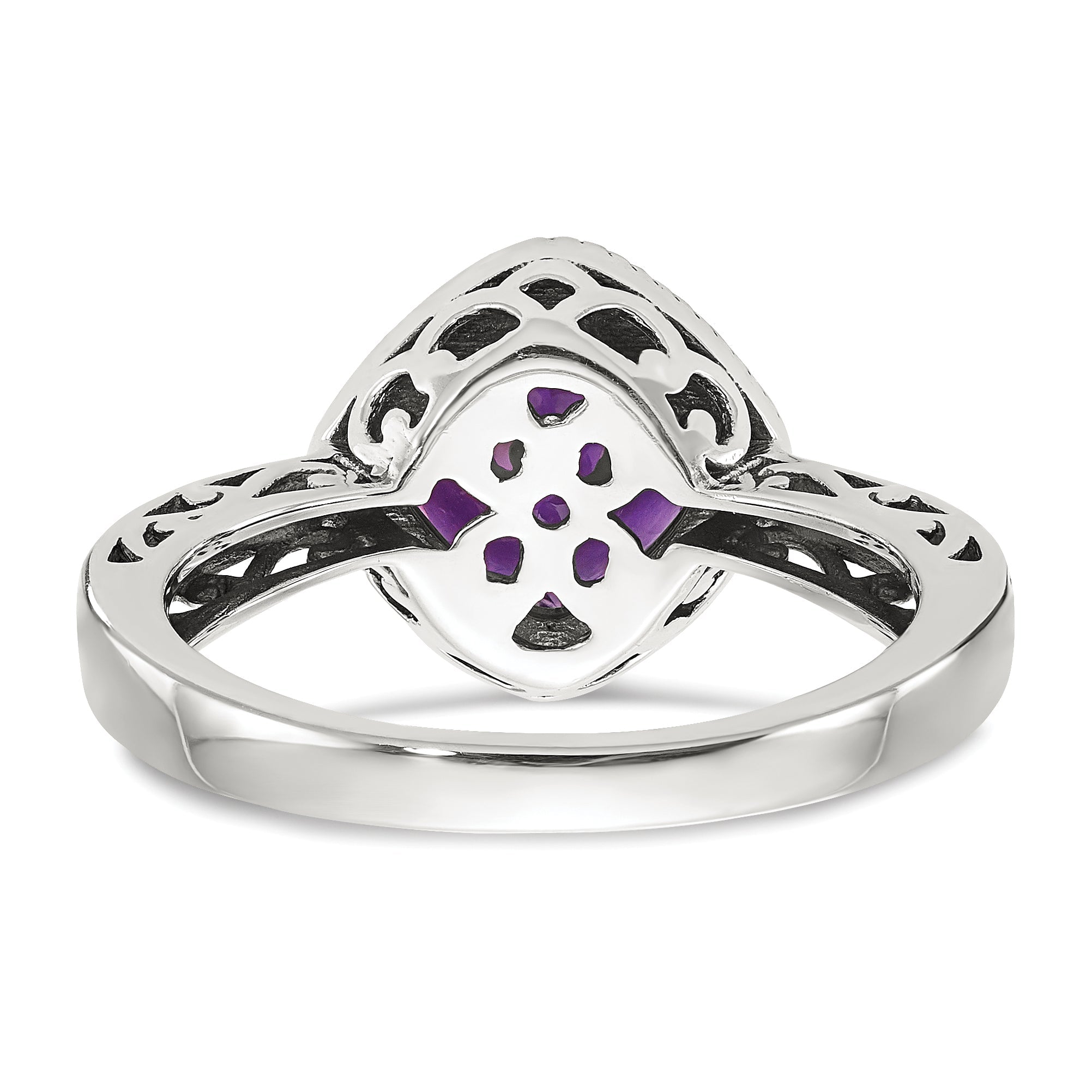 14K/silver Bicolor Shey Couture Sterlingsilber mit 14K Akzente Antikisiert Kissen Amethyst Ring
