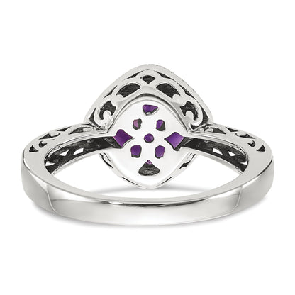 14K/silver Bicolor Shey Couture Sterlingsilber mit 14K Akzente Antikisiert Kissen Amethyst Ring