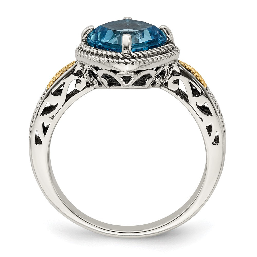 14K/silver Bicolor Shey Couture Sterlingsilber mit 14K Akzente Antikisiert Kissen Blautopas Ring