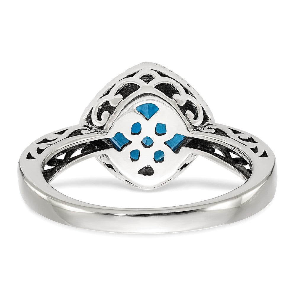 14K/silver Bicolor Shey Couture Sterlingsilber mit 14K Akzente Antikisiert Kissen Blautopas Ring