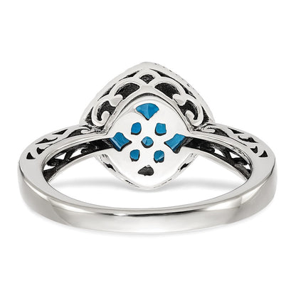 14K/silver Bicolor Shey Couture Sterlingsilber mit 14K Akzente Antikisiert Kissen Blautopas Ring