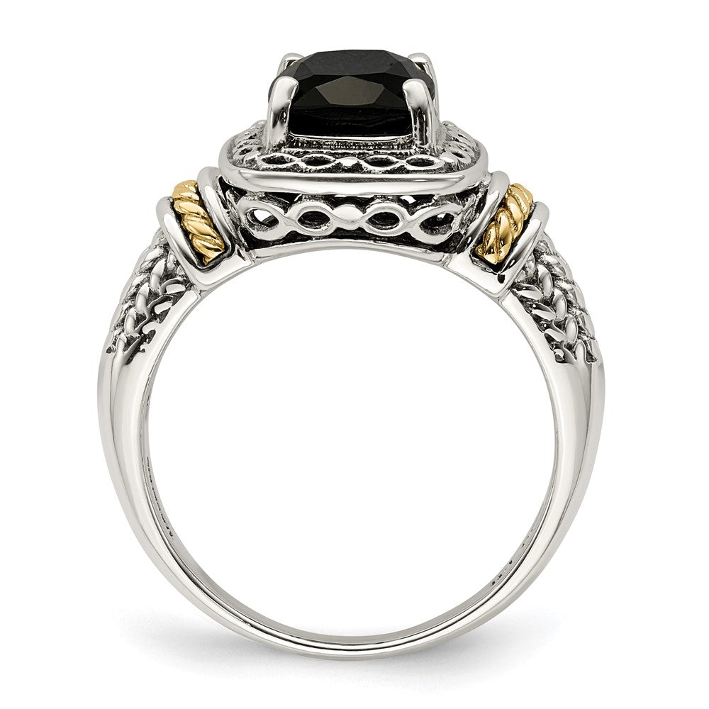 14K/silver Bicolor Shey Couture Sterlingsilber mit 14K Akzente Antikisiert Schwarz Onyx Ring