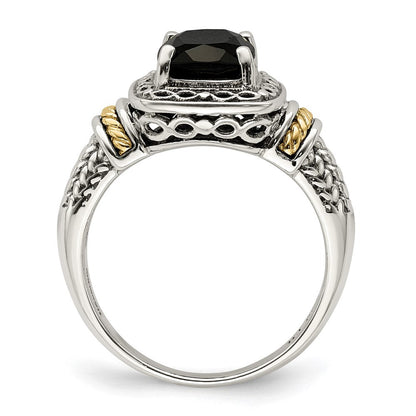 14K/silver Bicolor Shey Couture Sterlingsilber mit 14K Akzente Antikisiert Schwarz Onyx Ring