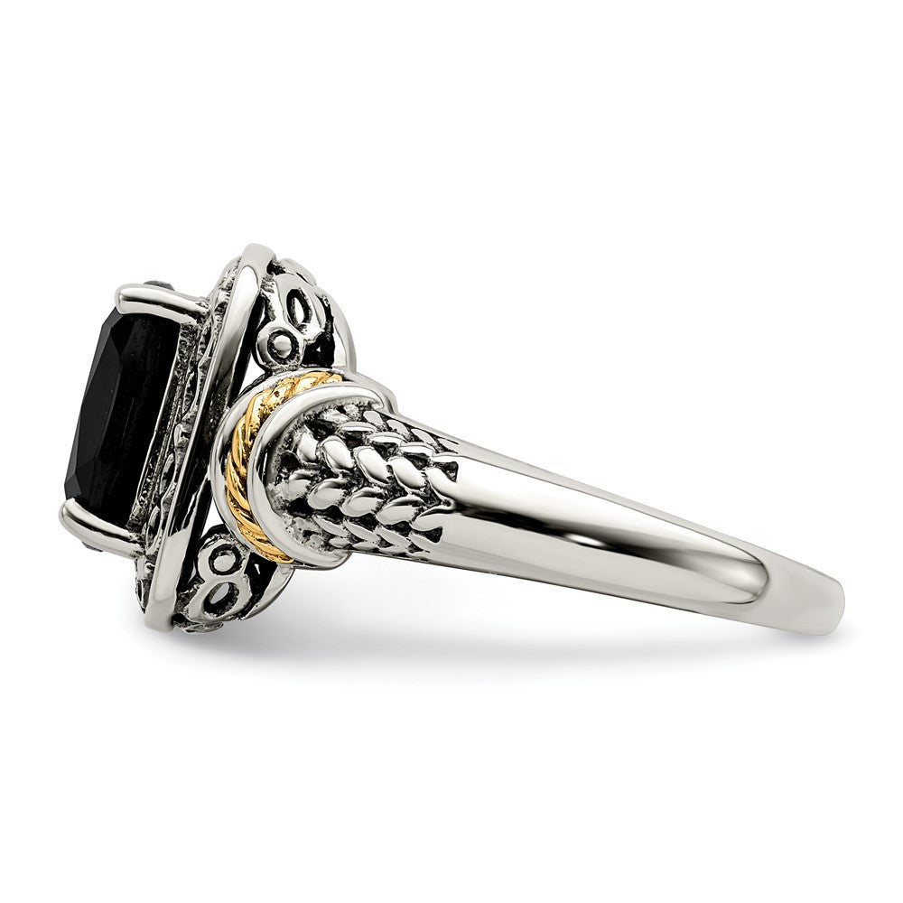 14K/silver Bicolor Shey Couture Sterlingsilber mit 14K Akzente Antikisiert Schwarz Onyx Ring