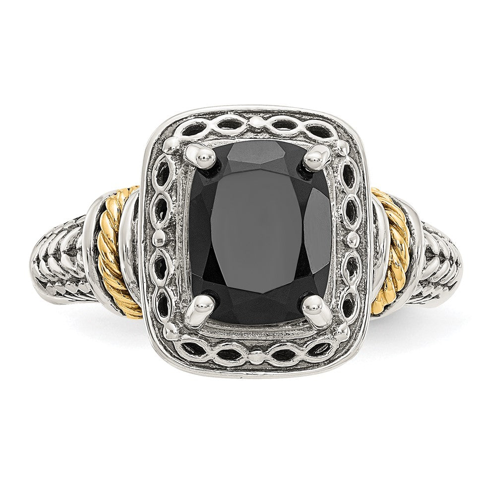 14K/silver Bicolor Shey Couture Sterlingsilber mit 14K Akzente Antikisiert Schwarz Onyx Ring