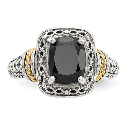 14K/silver Bicolor Shey Couture Sterlingsilber mit 14K Akzente Antikisiert Schwarz Onyx Ring