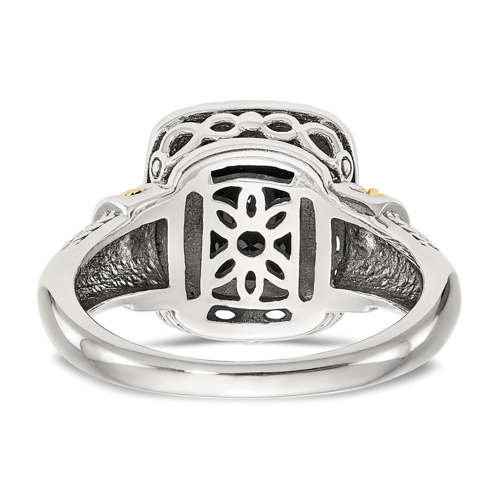14K/silver Bicolor Shey Couture Sterlingsilber mit 14K Akzente Antikisiert Schwarz Onyx Ring