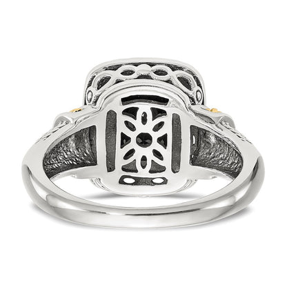 14K/silver Bicolor Shey Couture Sterlingsilber mit 14K Akzente Antikisiert Schwarz Onyx Ring