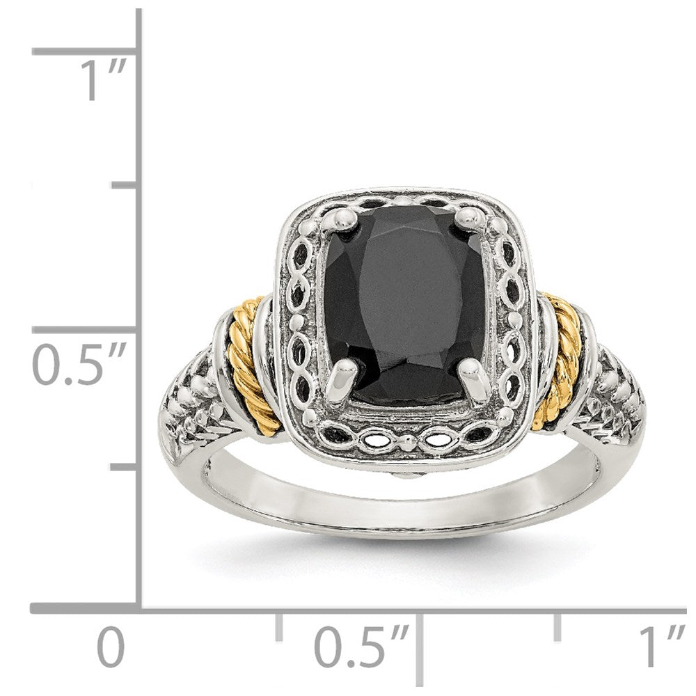 14K/silver Bicolor Shey Couture Sterlingsilber mit 14K Akzente Antikisiert Schwarz Onyx Ring