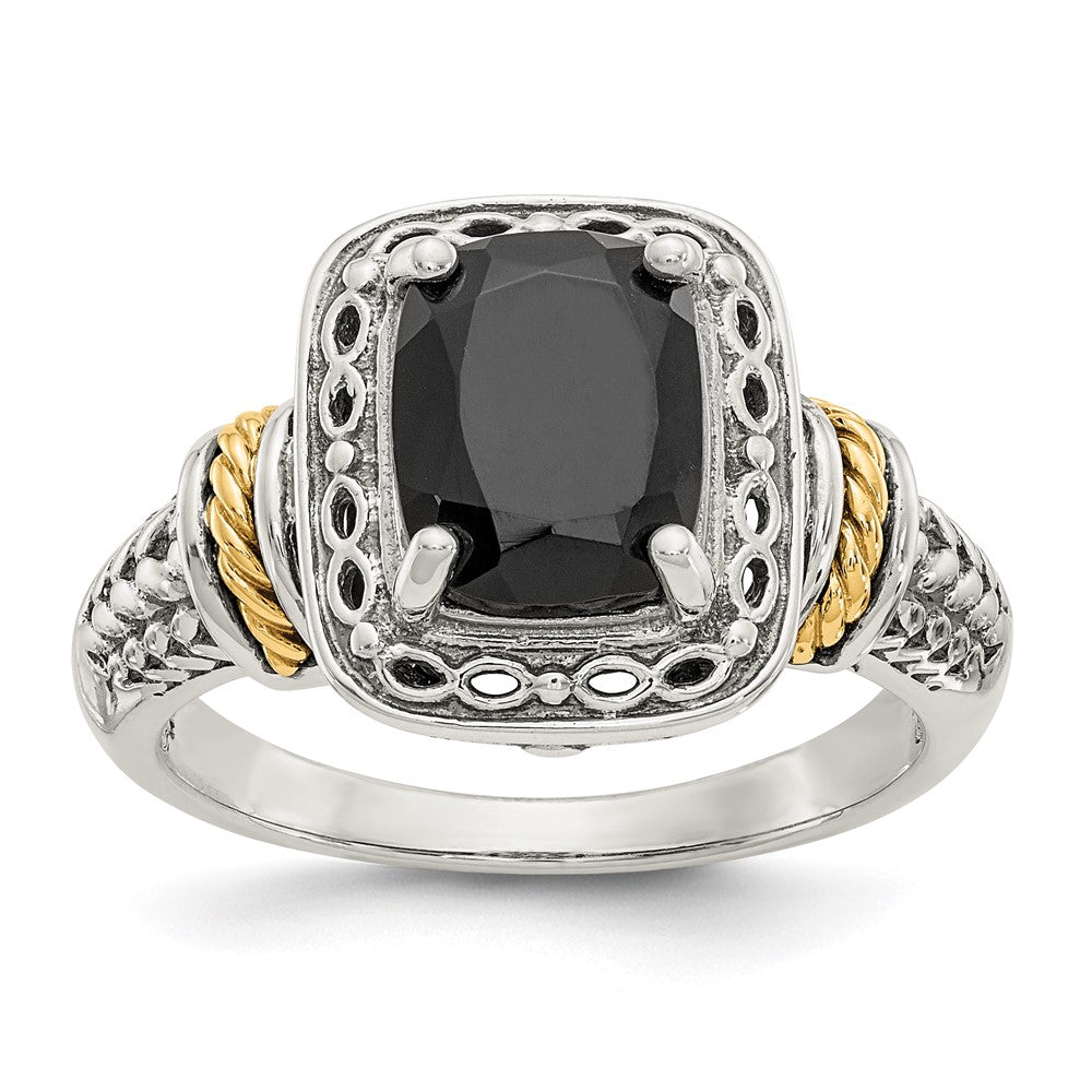 14K/silver Bicolor Shey Couture Sterlingsilber mit 14K Akzente Antikisiert Schwarz Onyx Ring