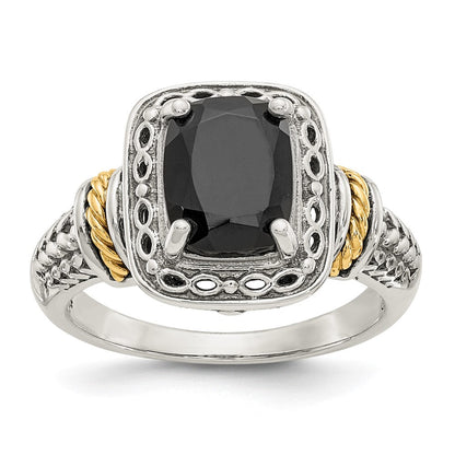 14K/silver Bicolor Shey Couture Sterlingsilber mit 14K Akzente Antikisiert Schwarz Onyx Ring