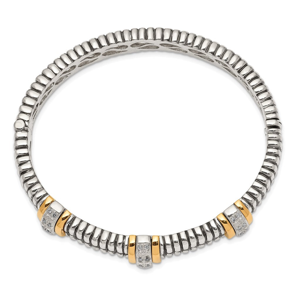 14K/silver Bicolor Shey Couture Sterlingsilber mit 14K Akzente Antikisiert 1/4ct. Diamant Klappbar Armreif Armband