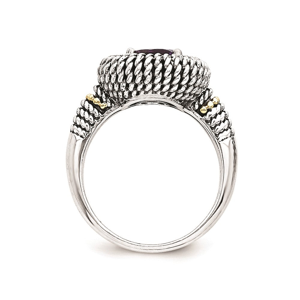 14K/silver Bicolor Sterlingsilber 14K Antikisiert Amethyst Ring (size 7 Nur)