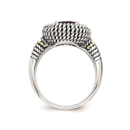 14K/silver Bicolor Sterlingsilber 14K Antikisiert Amethyst Ring (size 7 Nur)