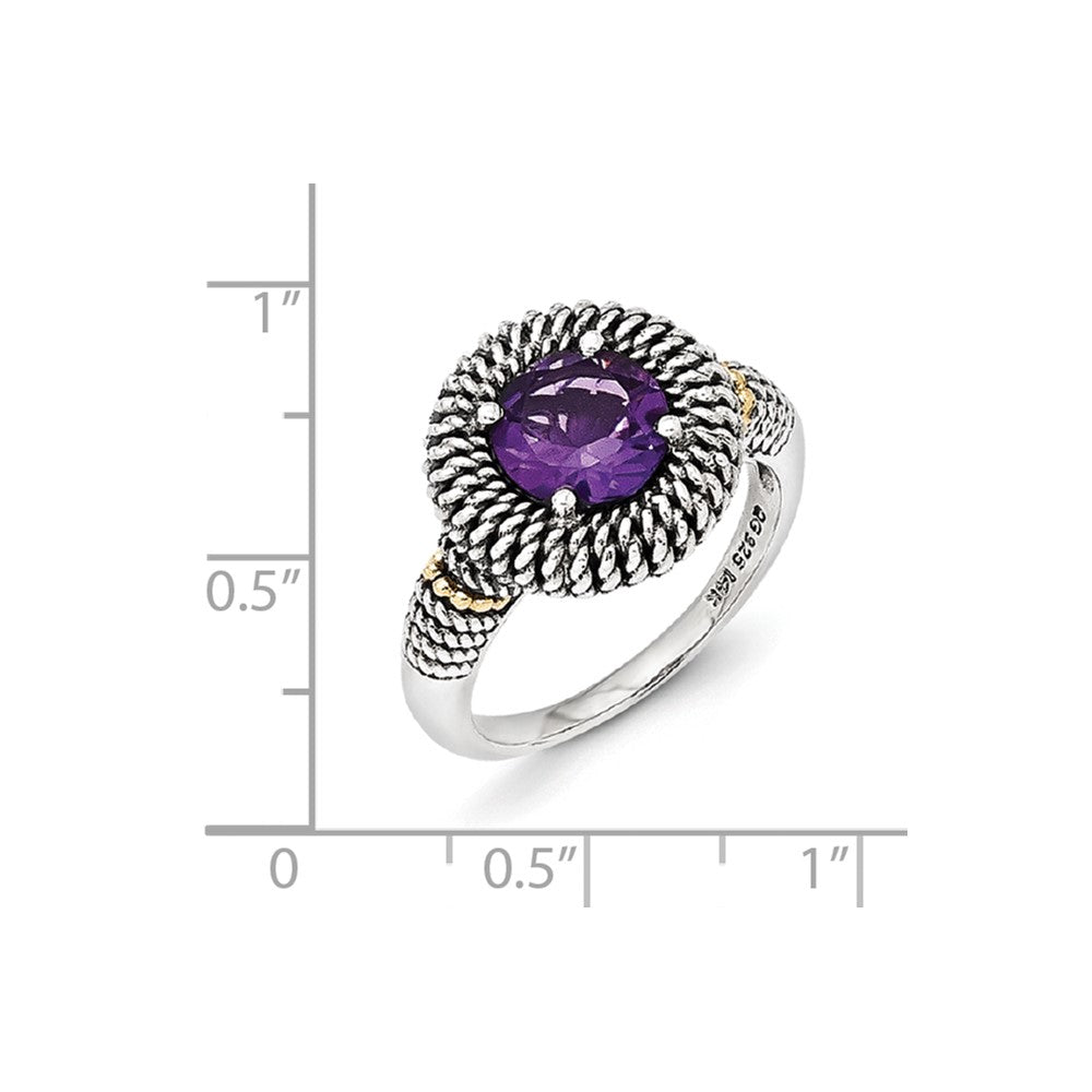 14K/silver Bicolor Sterlingsilber 14K Antikisiert Amethyst Ring (size 7 Nur)