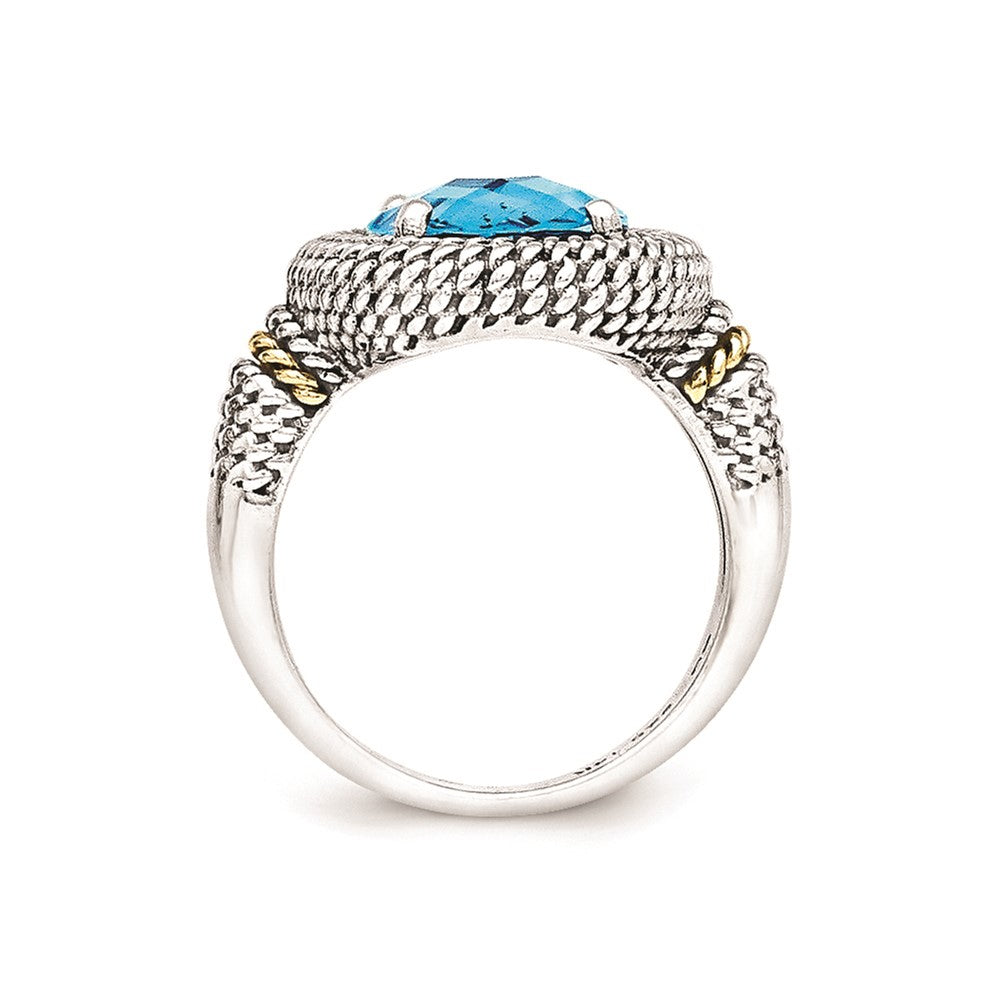 14K/silver Bicolor Sterlingsilber 14K Antikisiert Blautopas Ring