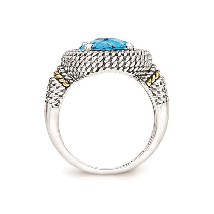 14K/silver Bicolor Sterlingsilber 14K Antikisiert Blautopas Ring