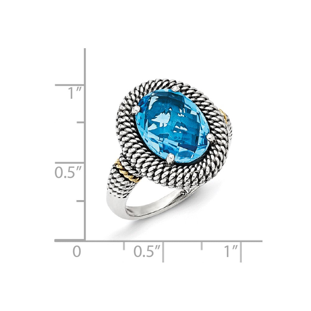 14K/silver Bicolor Sterlingsilber 14K Antikisiert Blautopas Ring