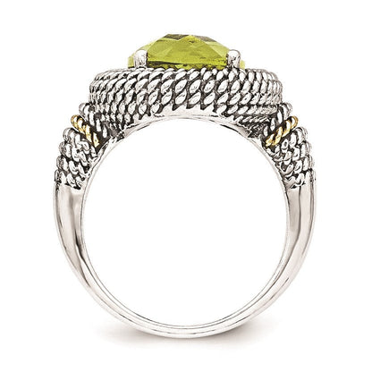 14K/silver Bicolor Sterlingsilber 14K Antikisiert Zitrone Quarz Ring