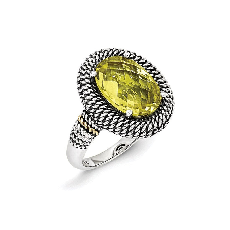14K/silver Bicolor Sterlingsilber 14K Antikisiert Zitrone Quarz Ring