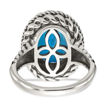 14K/silver Bicolor Shey Couture Sterlingsilber mit 14K Akzente Antikisiert Oval Blautopas Ring (size 7 Nur)