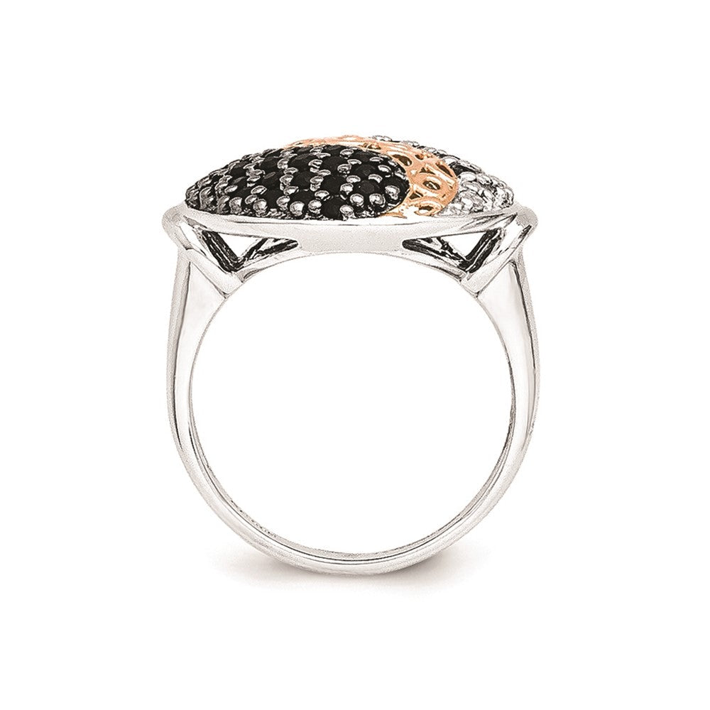 Sterlingsilber & Rose Vergoldet Blk Rhodium Weiß Topas Onyx Ring (size 8 Nur)