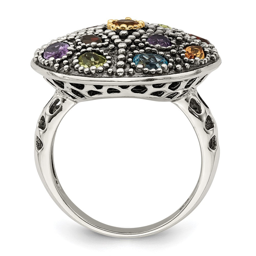 14K/silver Bicolor Shey Couture Sterlingsilber mit 14K Akzente Antikisiert.43amethyst/.19citrine/.32 Blautopas /.32peridot/.35garnet Ring