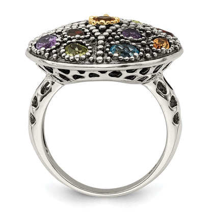 14K/silver Bicolor Shey Couture Sterlingsilber mit 14K Akzente Antikisiert.43amethyst/.19citrine/.32 Blautopas /.32peridot/.35garnet Ring