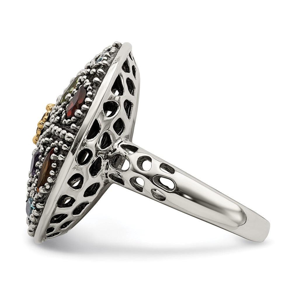 14K/silver Bicolor Shey Couture Sterlingsilber mit 14K Akzente Antikisiert.43amethyst/.19citrine/.32 Blautopas /.32peridot/.35garnet Ring