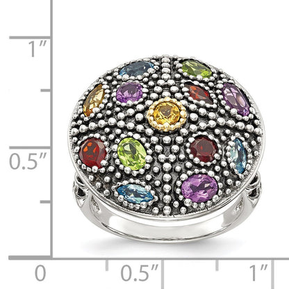14K/silver Bicolor Shey Couture Sterlingsilber mit 14K Akzente Antikisiert.43amethyst/.19citrine/.32 Blautopas /.32peridot/.35garnet Ring