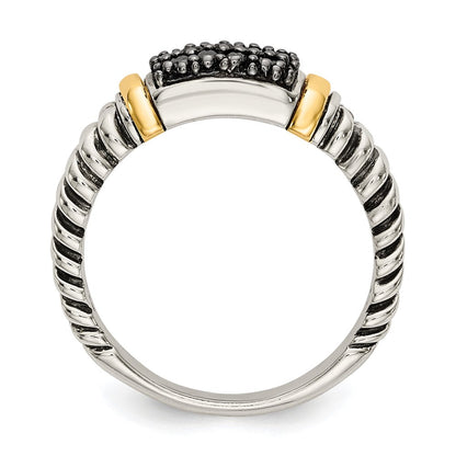 14K/silver Bicolor Shey Couture Sterlingsilber mit 14K Akzente Antikisiert Schwarz Diamant Ring