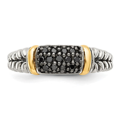 14K/silver Bicolor Shey Couture Sterlingsilber mit 14K Akzente Antikisiert Schwarz Diamant Ring